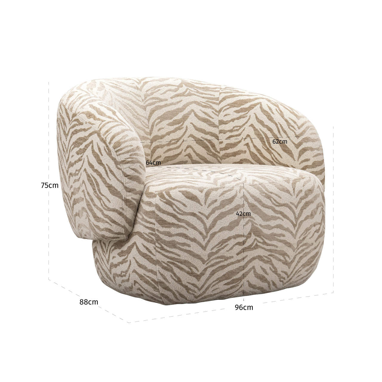 Lounge chair Milano beige tiger