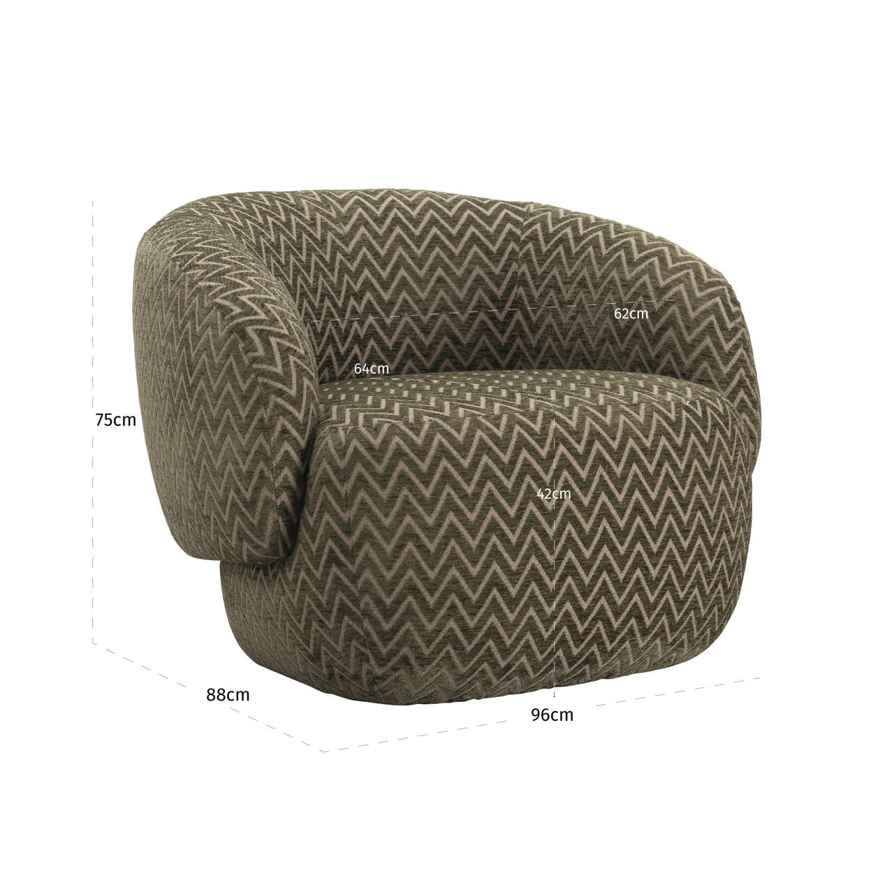 Lounge chair Milano moss chevron