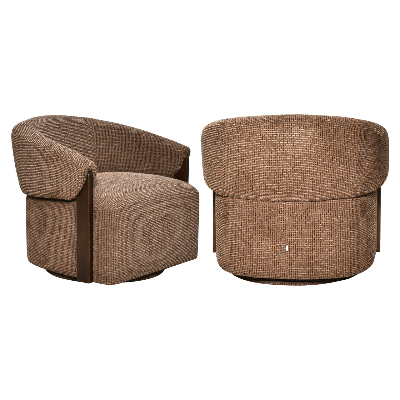 Lounge chair Marina brown blockweave swivel fire retardant
