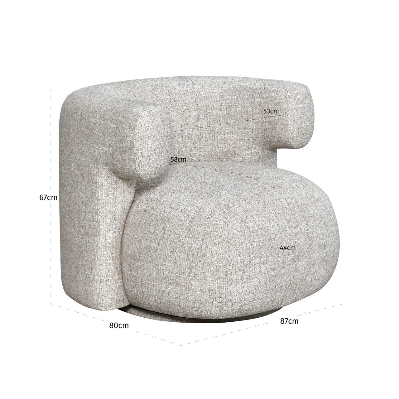 Lounge chair Talley cream tweed swivel