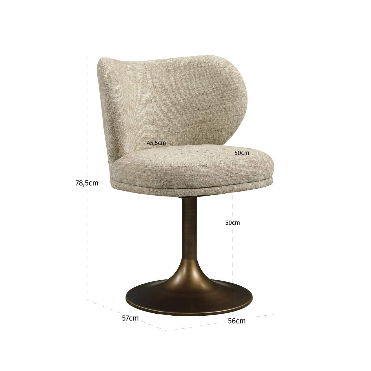 Dining chair Amely natural softweave swivel