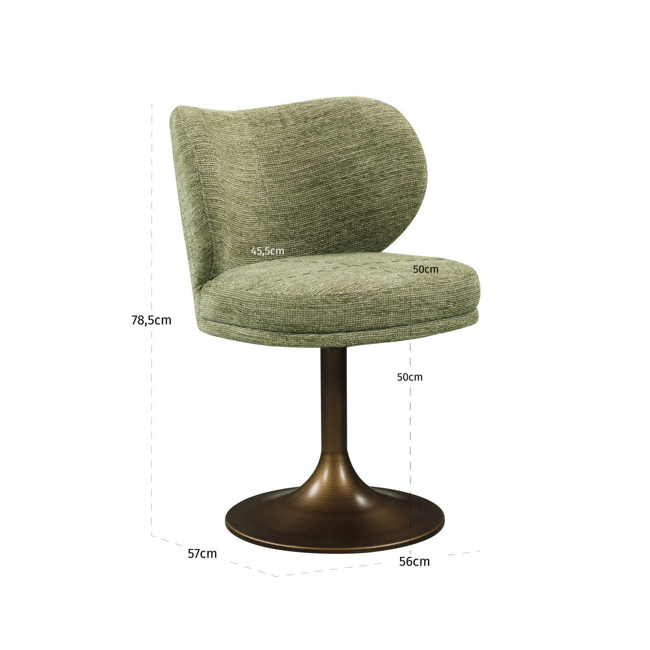 Dining chair Amely pistache softweave swivel