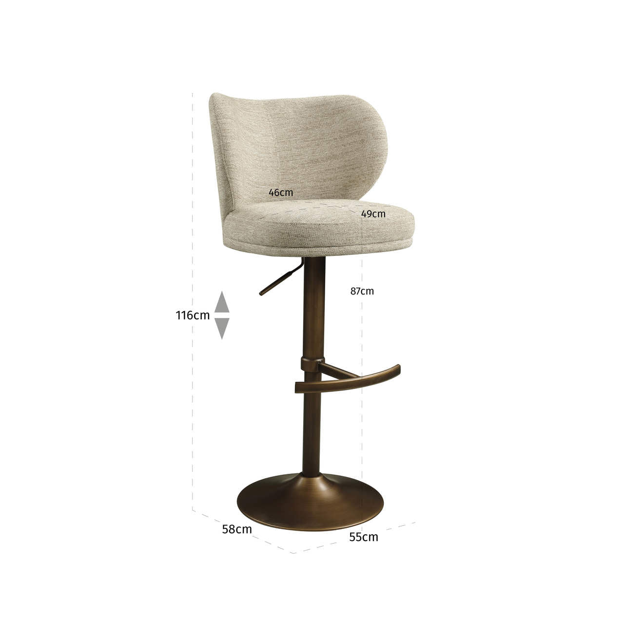 Bar stool Amely natural softweave swivel
