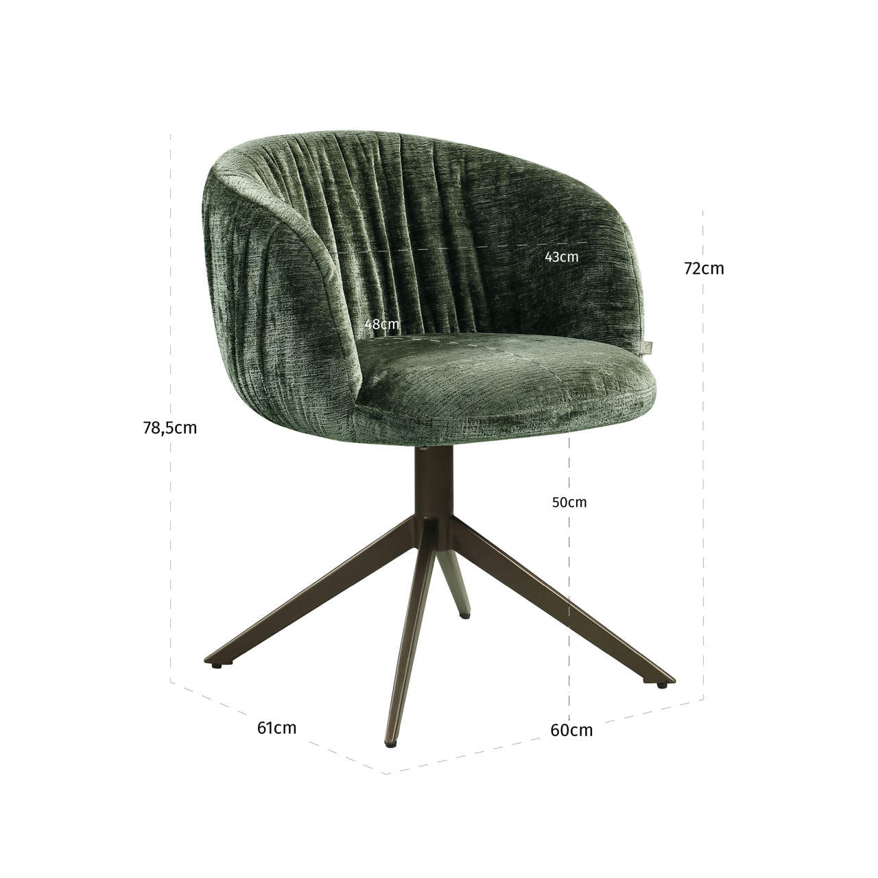 Dining chair Cassi sage chenille swivel