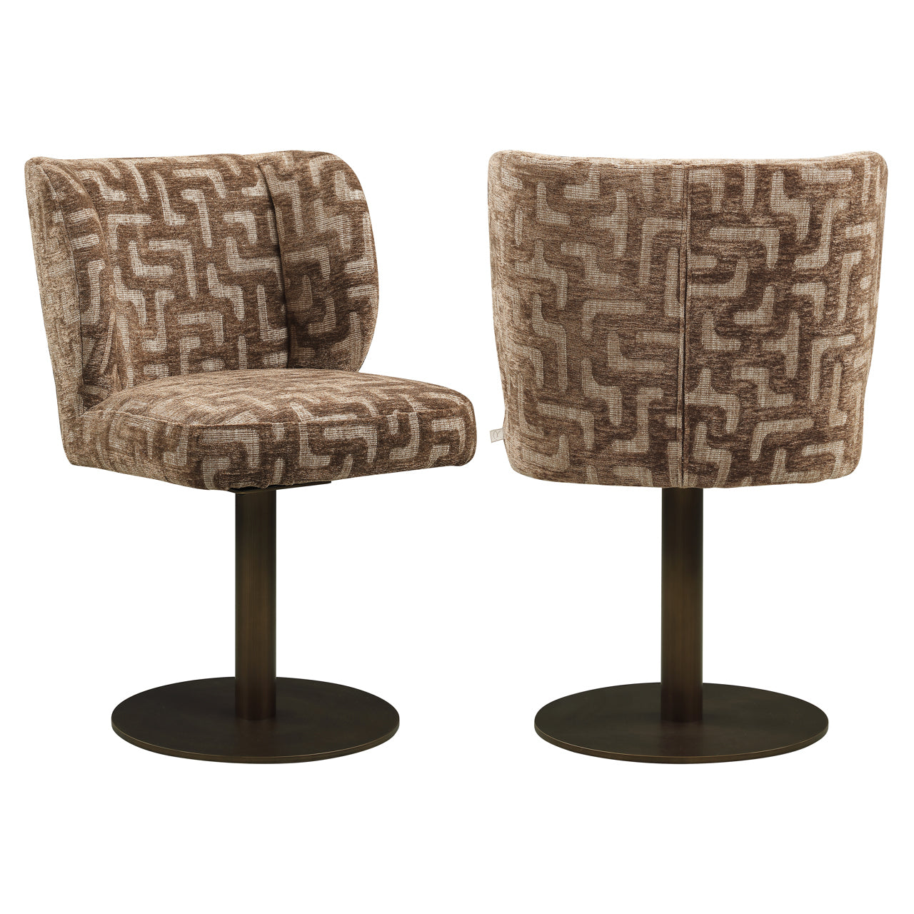 Dining chair Fiona brown labyrinth swivel