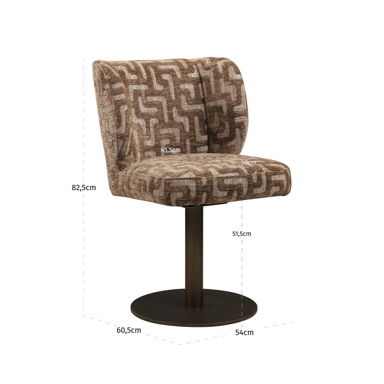 Dining chair Fiona brown labyrinth swivel