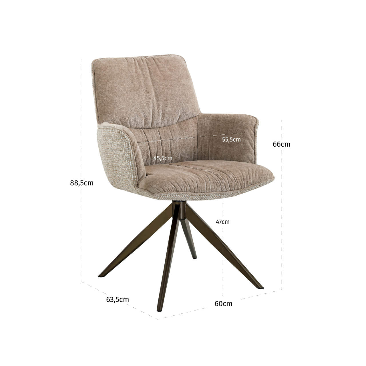 Dining chair Chase cream blockweave swivel