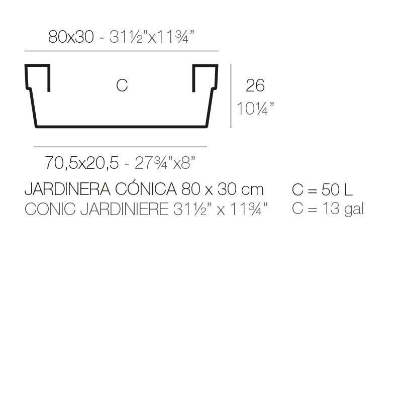 Conic Jardiniere Pot 80X30X26