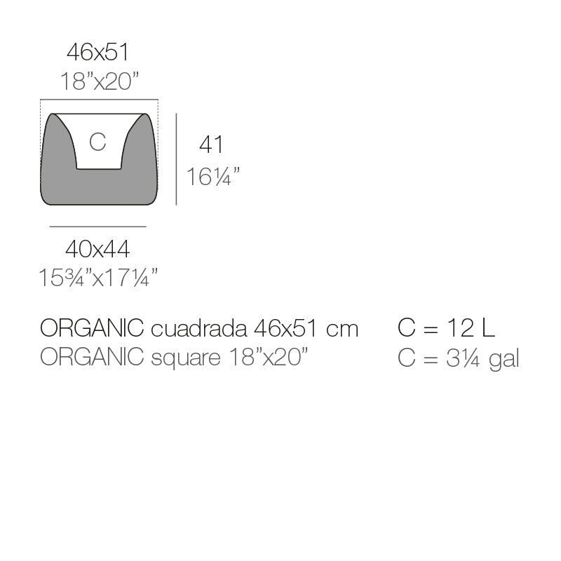 Organic Square Planter 46X51X40