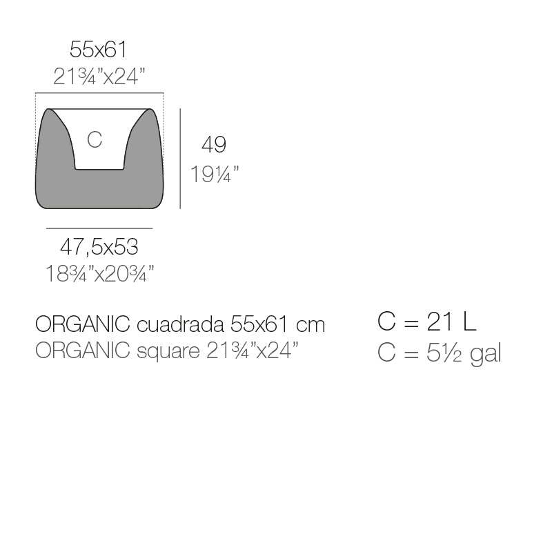 Organic Square Planter 55X61X48