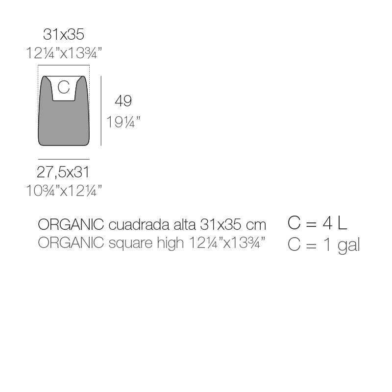 Organic High Square Planter 31X34X47