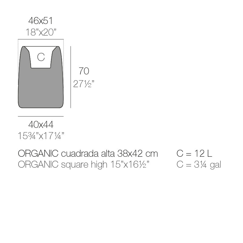 Organic High Square Planter 46X51X69