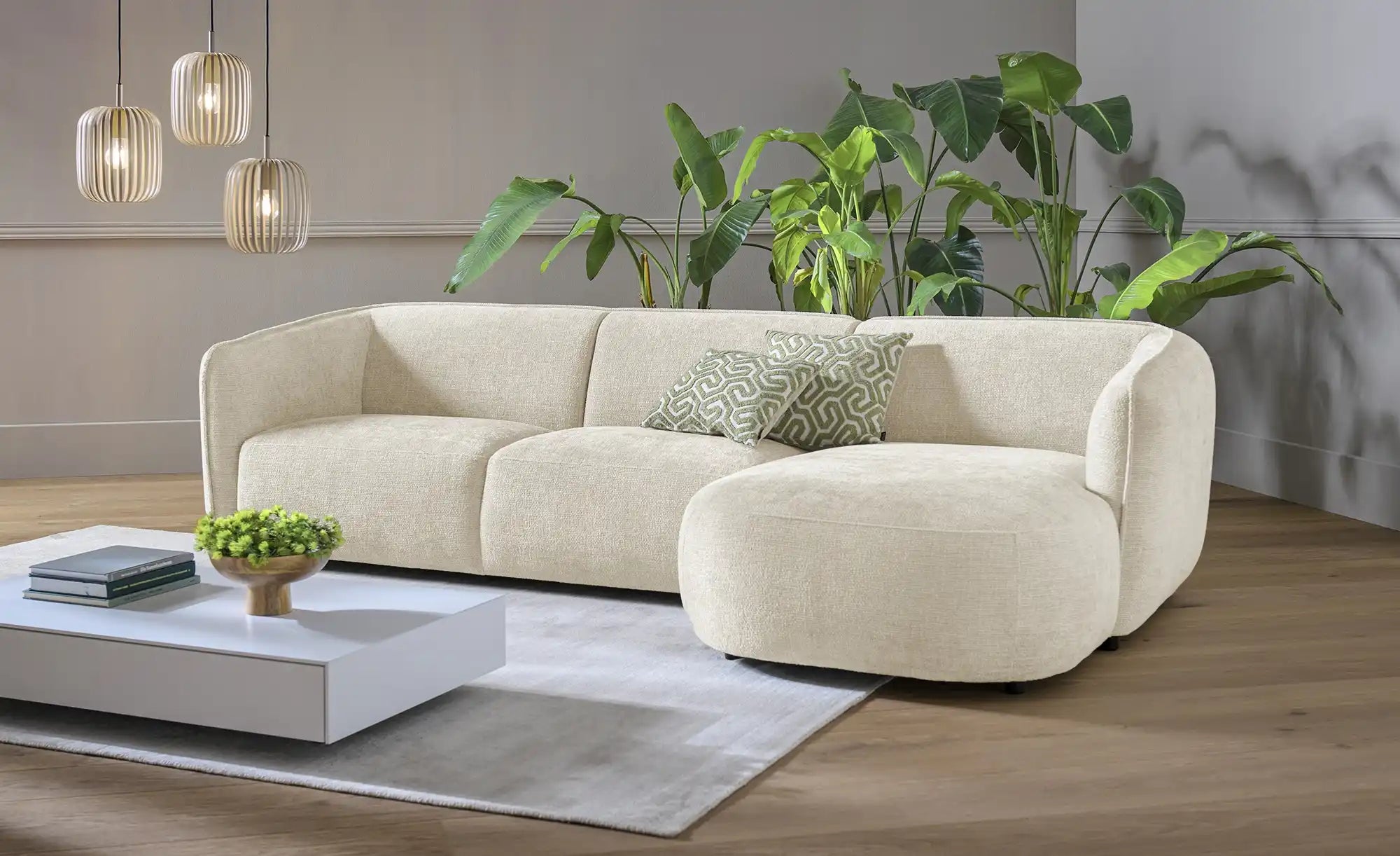 Sofa Cavallo - Beige Fluffy Corner Sofa 280×152cm