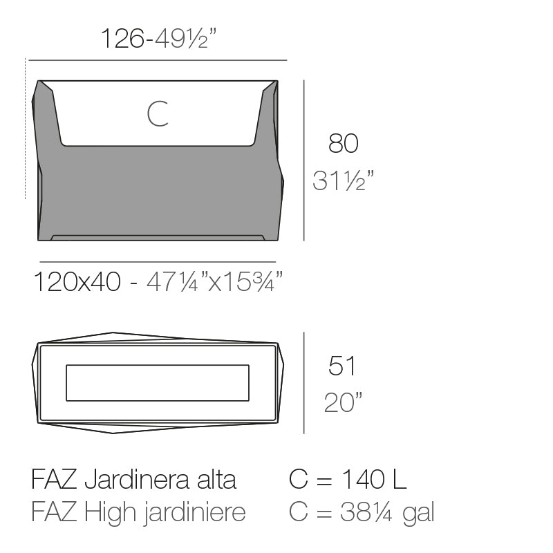 Faz - Jardiniere 40X120X40 Cm