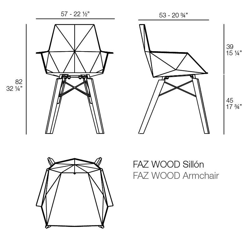 Faz - Chair With Armrest - Wooden Base