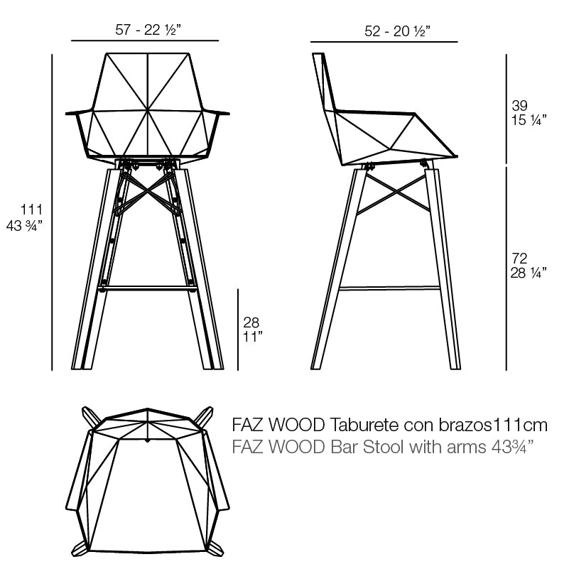 Faz - Wood Bar Stool With Arms