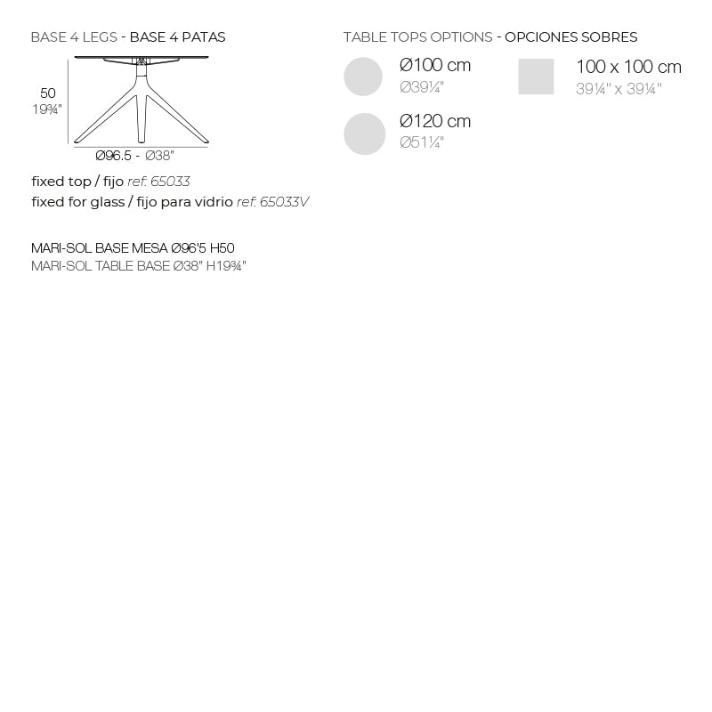 Mari-Sol Table Base Ø96,5 H:50Cm