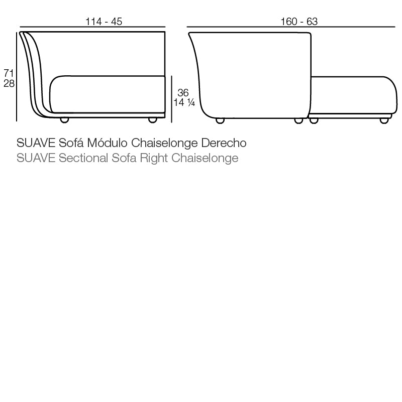 Suave Sectional Sofa Right Chaiselongue