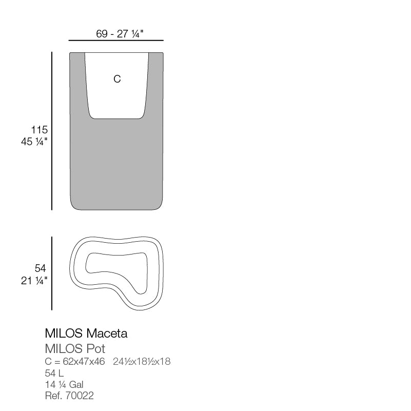 Milos Planter 68,5x54x115 cm