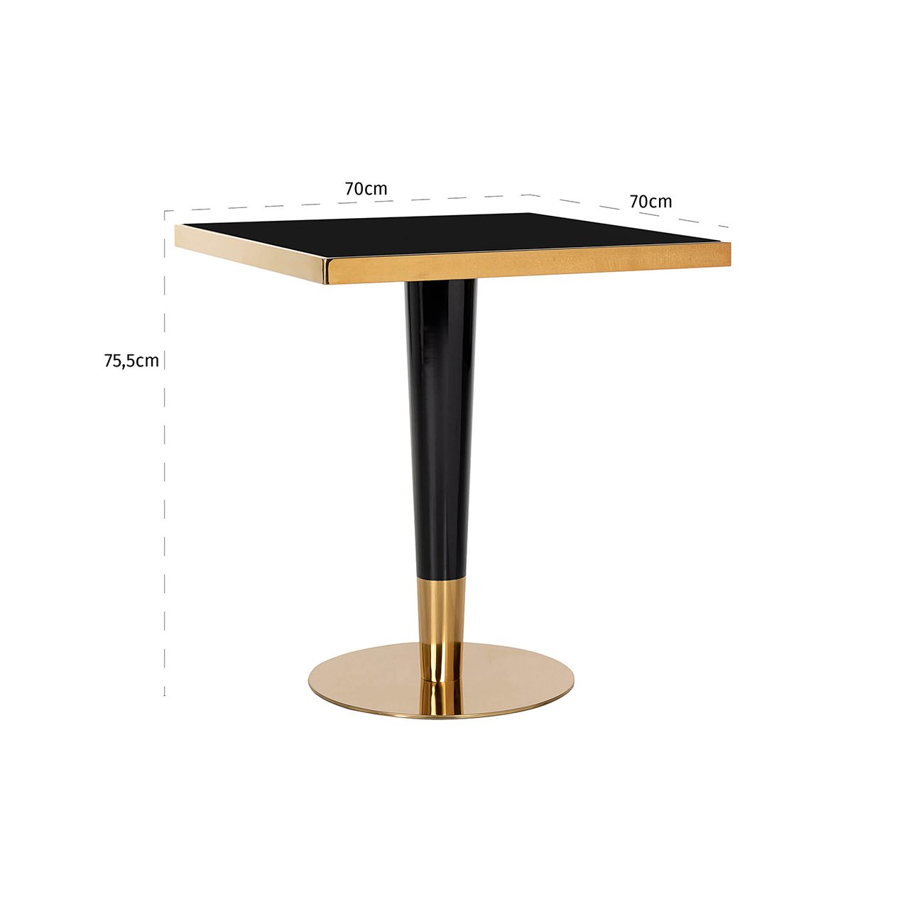 Bistro table Can Roca black/gold 70x70
