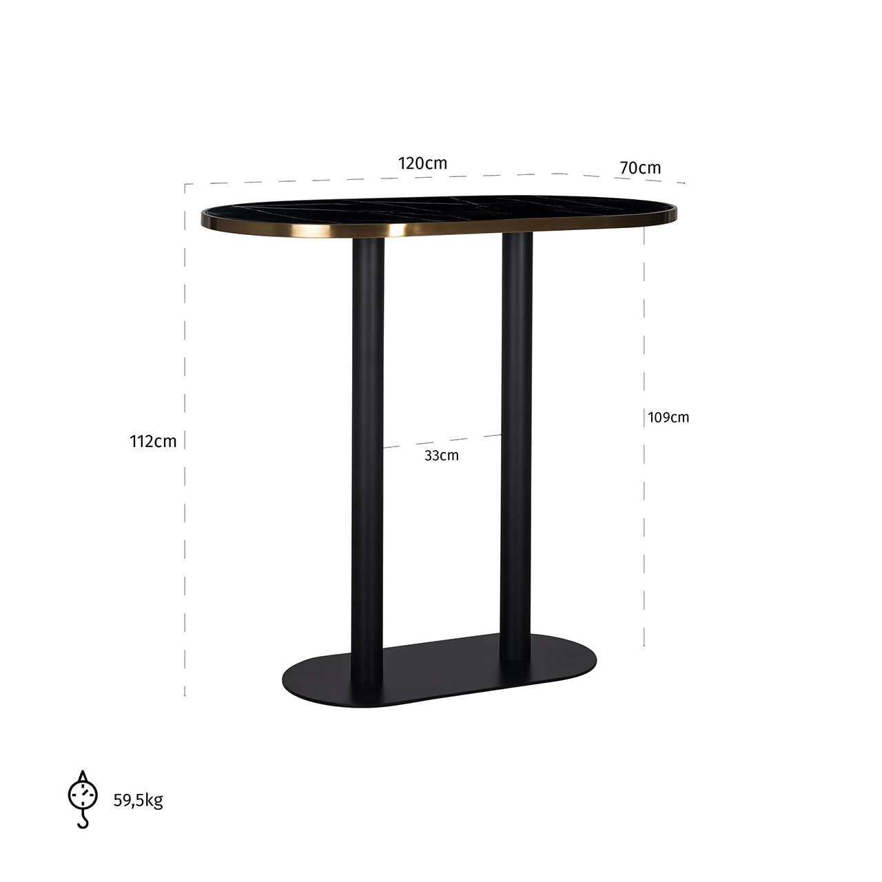 Bar table Zenza oval (Black)