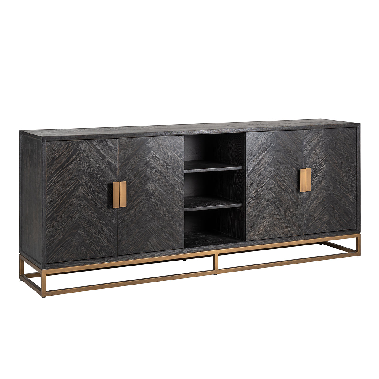 Sideboard Blackbone brass 4-doors (Black rustic)