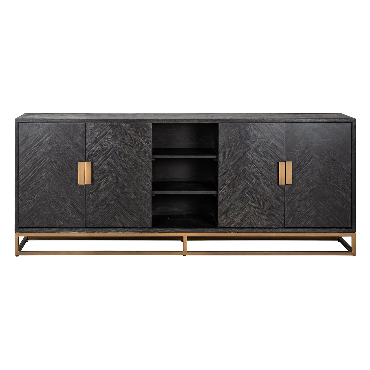Sideboard Blackbone brass 4-doors (Black rustic)