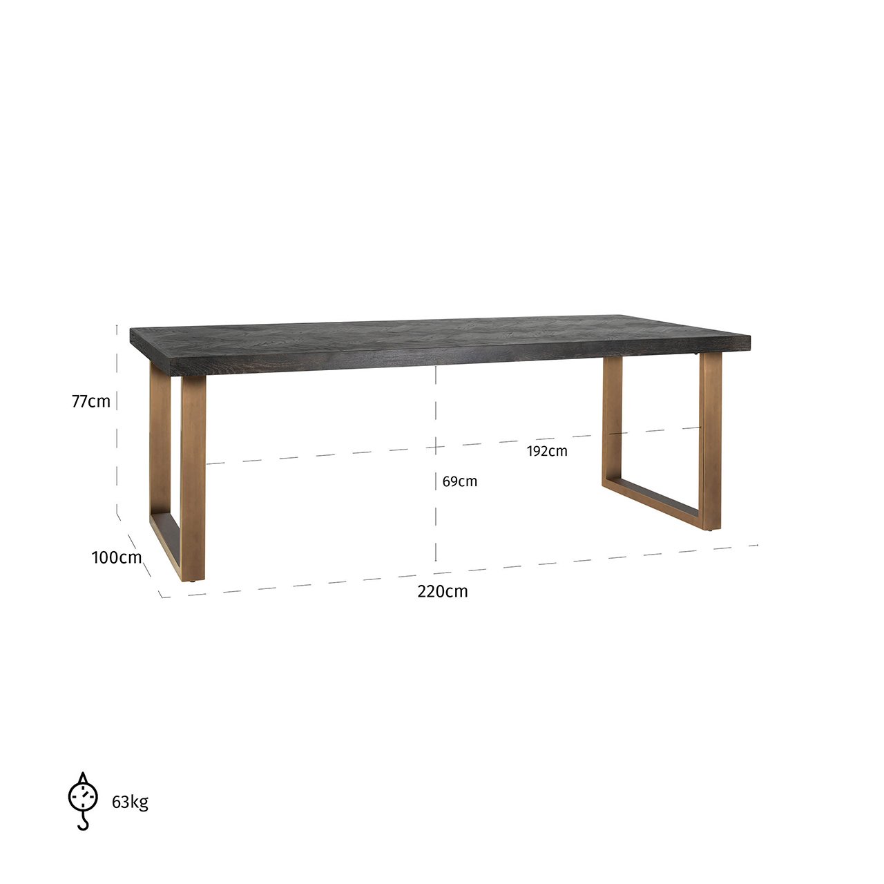 Dining table Blackbone Brass black rustic 220