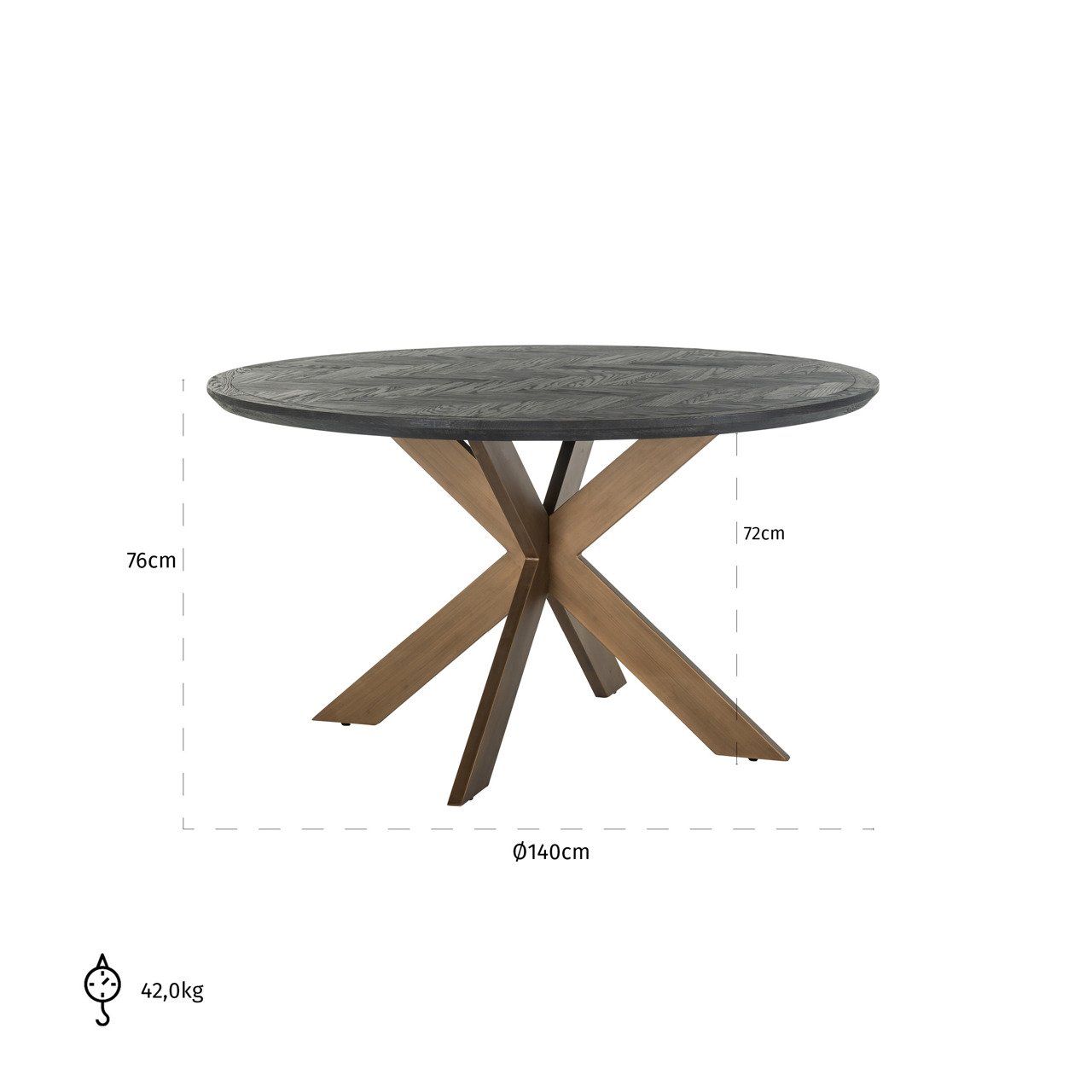 Dining table Blackbone Brass black rustic 140Ø