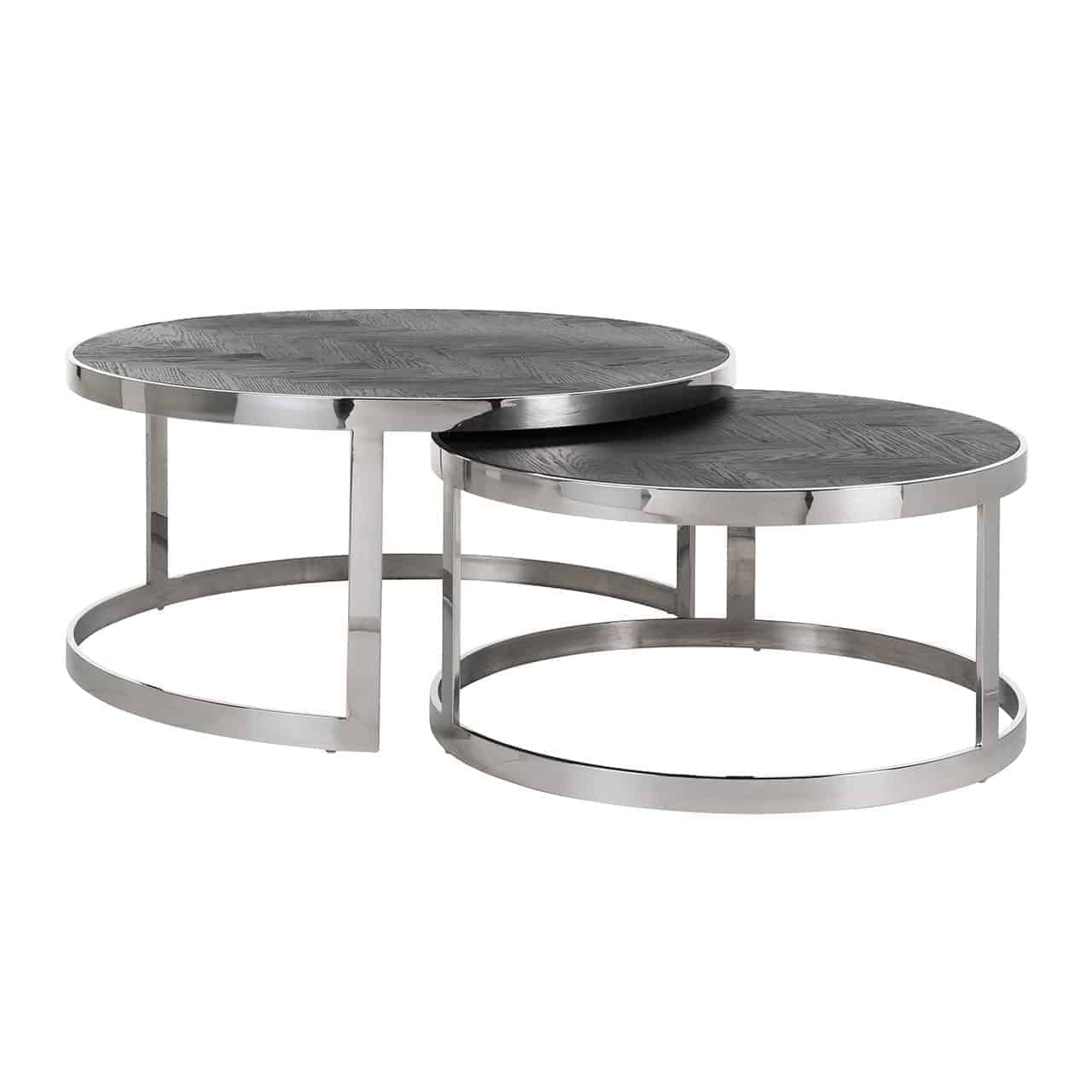 Coffee table Blackbone silver set of 2 (Black rustic)