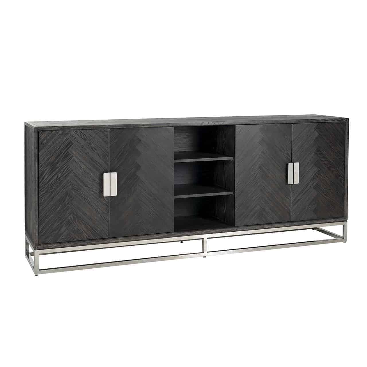 Dressoir Blackbone zilver 4-deurs (Zwart rustiek)