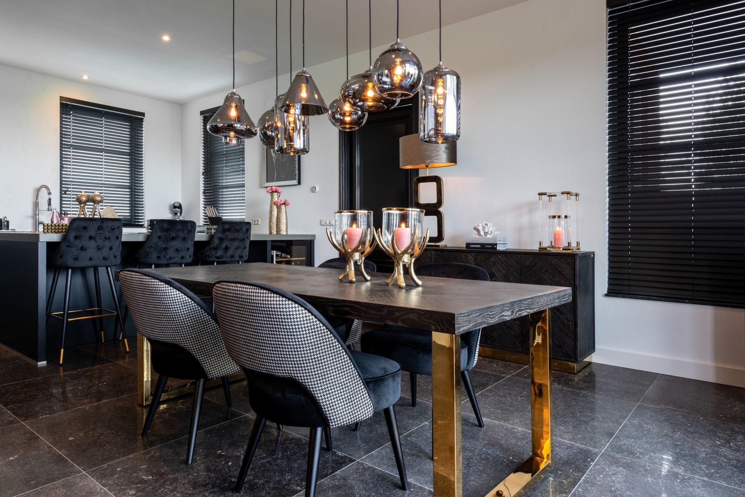 Bar stool Imani black velvet (Set of 2)