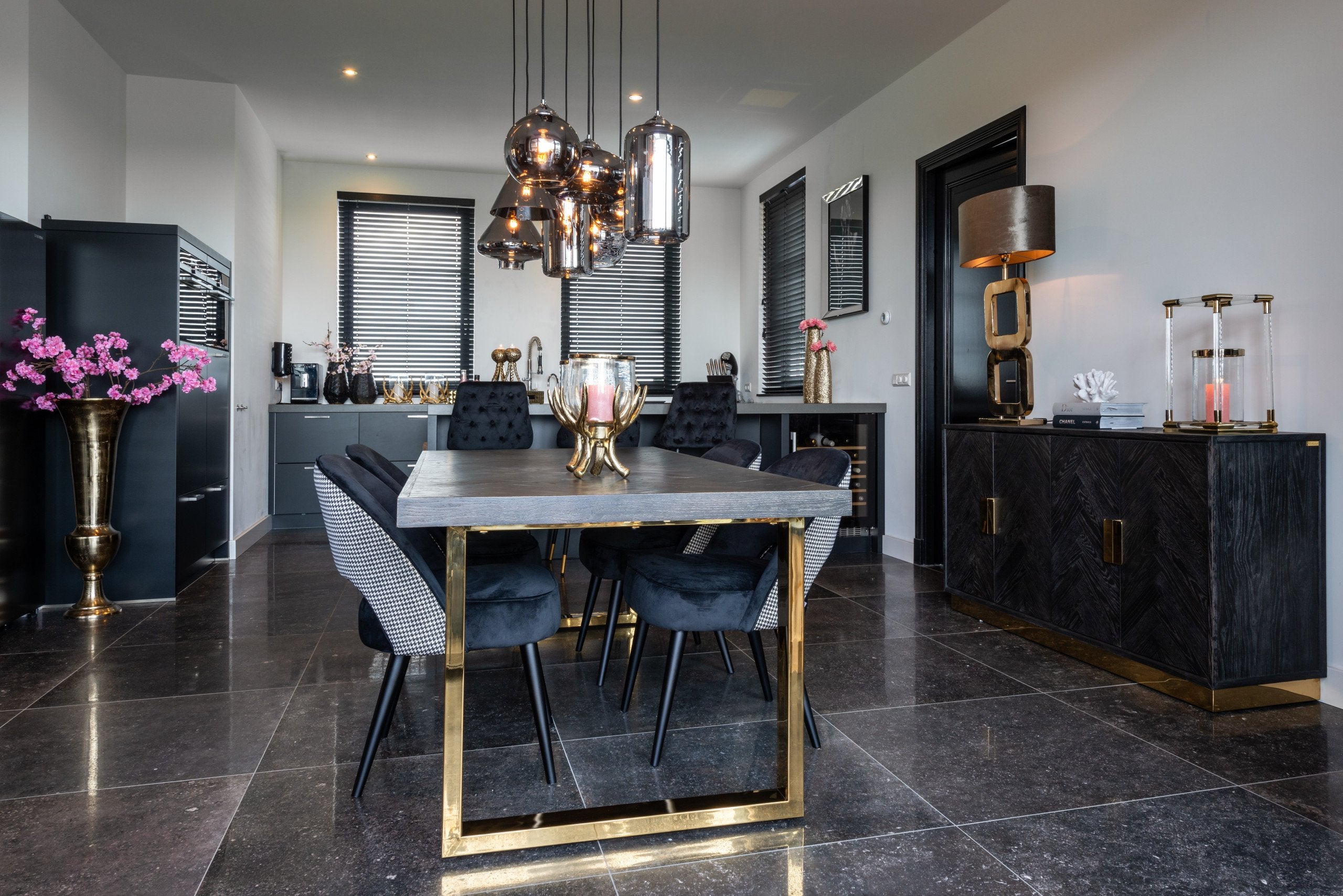 Bar stool Imani black velvet (Set of 2)