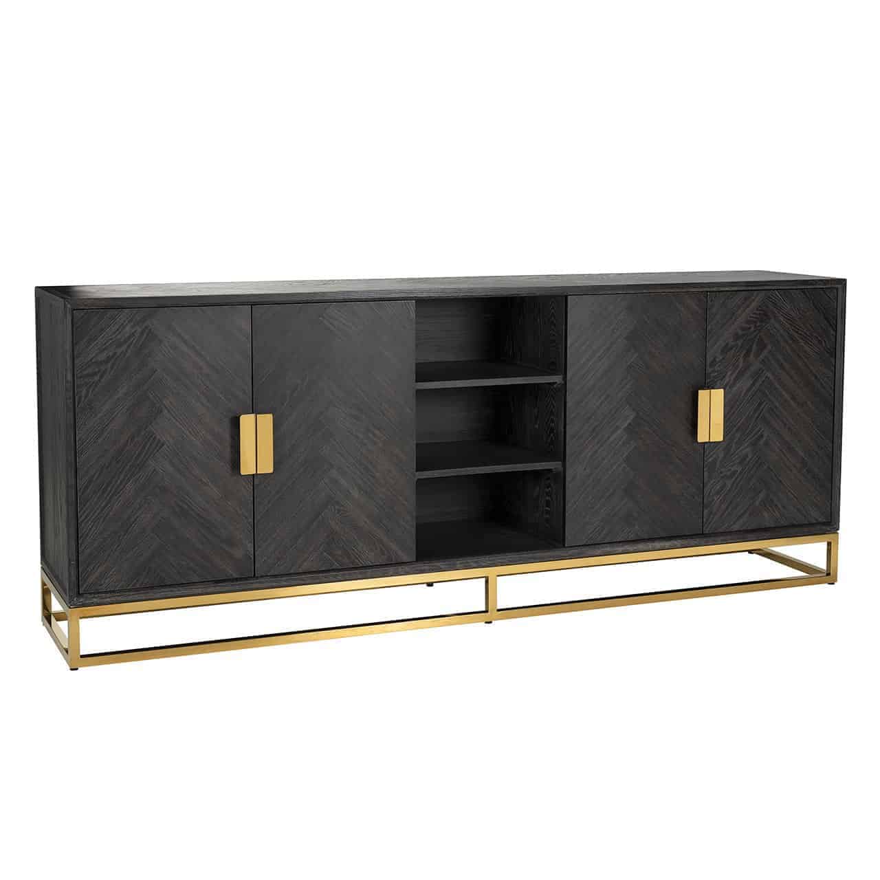 Dressoir Blackbone goud 4-deurs (Zwart rustiek)