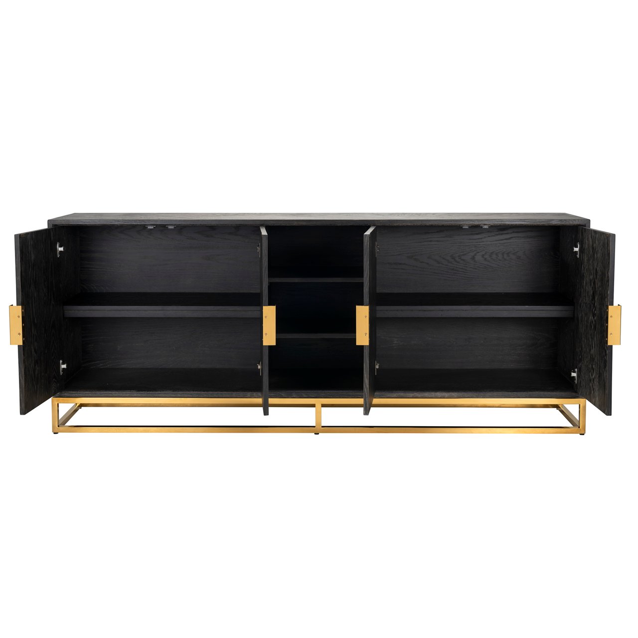 Sideboard Blackbone Gold 4-türig (Schwarz rustikal)