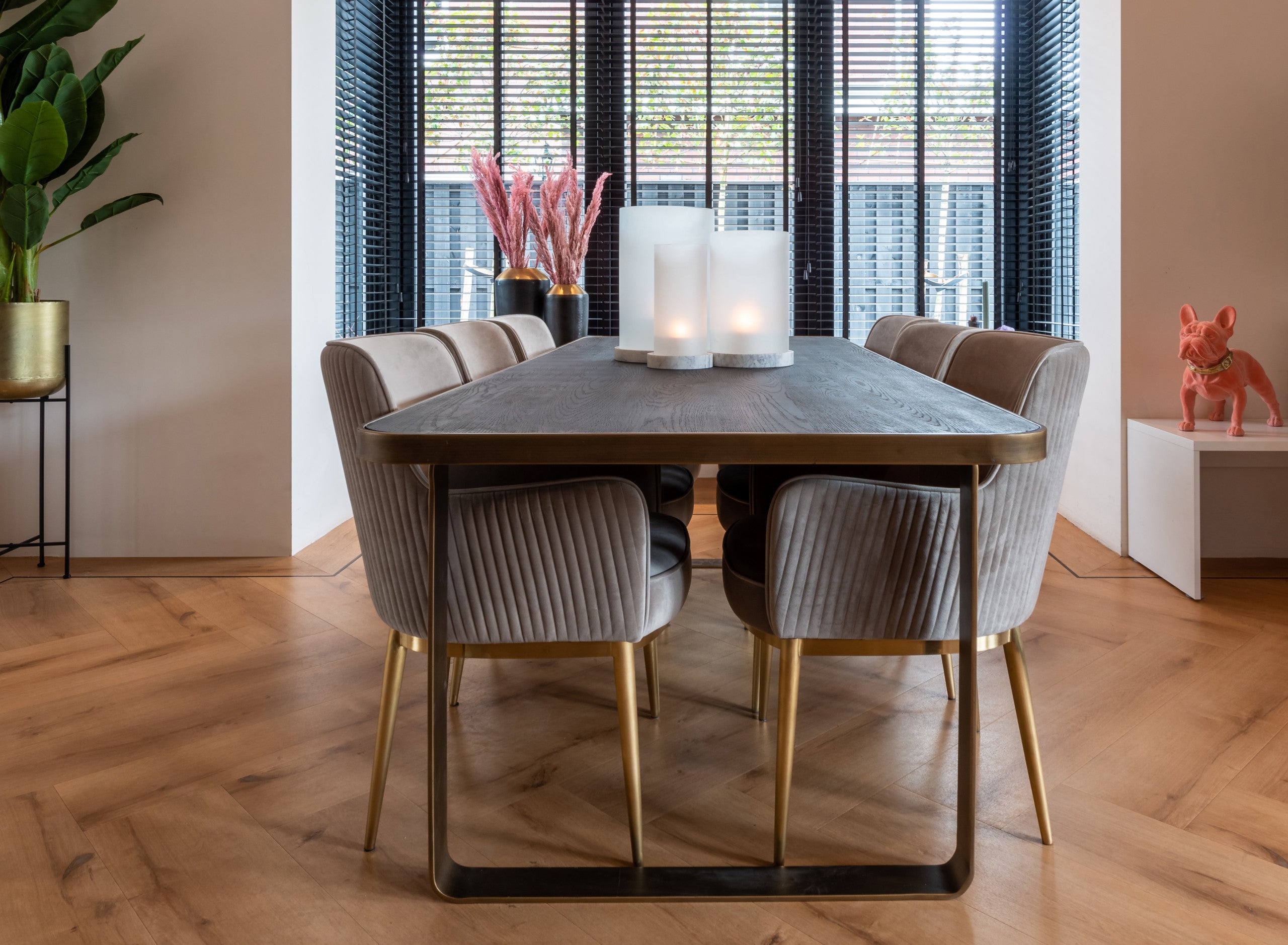 Dining chair Breeze khaki velvet fire retardant (Set of 2)