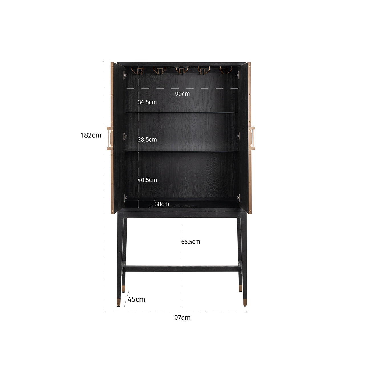 Storage cabinet Bloomville brass shagreen