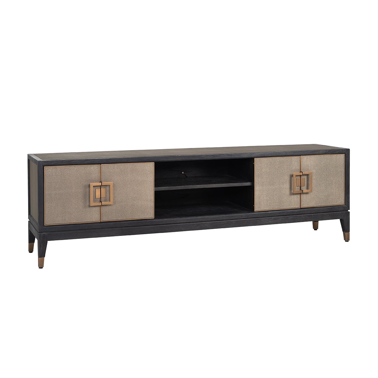 TV cabinet Bloomville brass shagreen