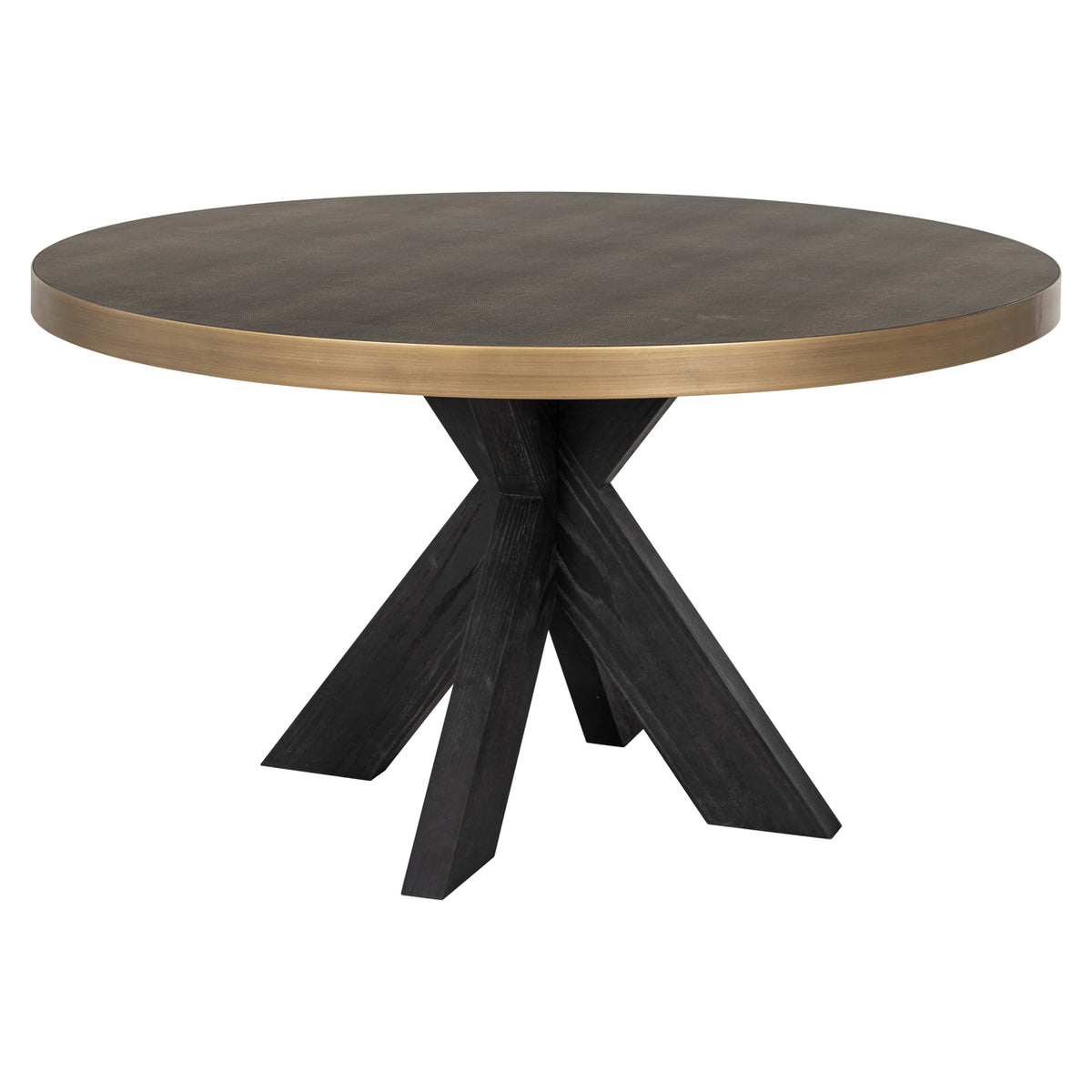 Dining table Bloomville brass shagreen incl. glass top 140Ø