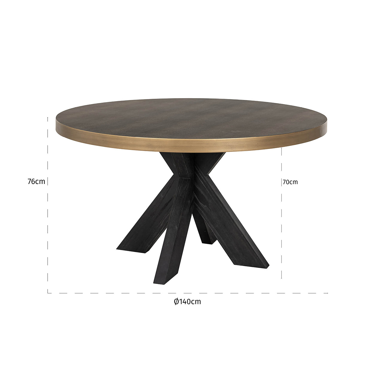 Dining table Bloomville 140Ø incl. glass (Black/gold)