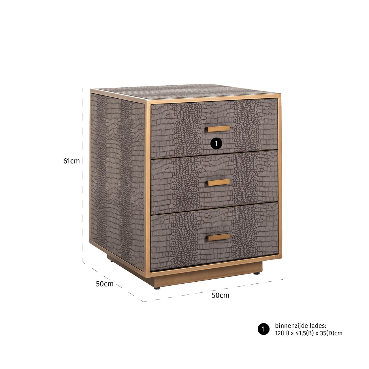 Nightstand Classio brushed gold