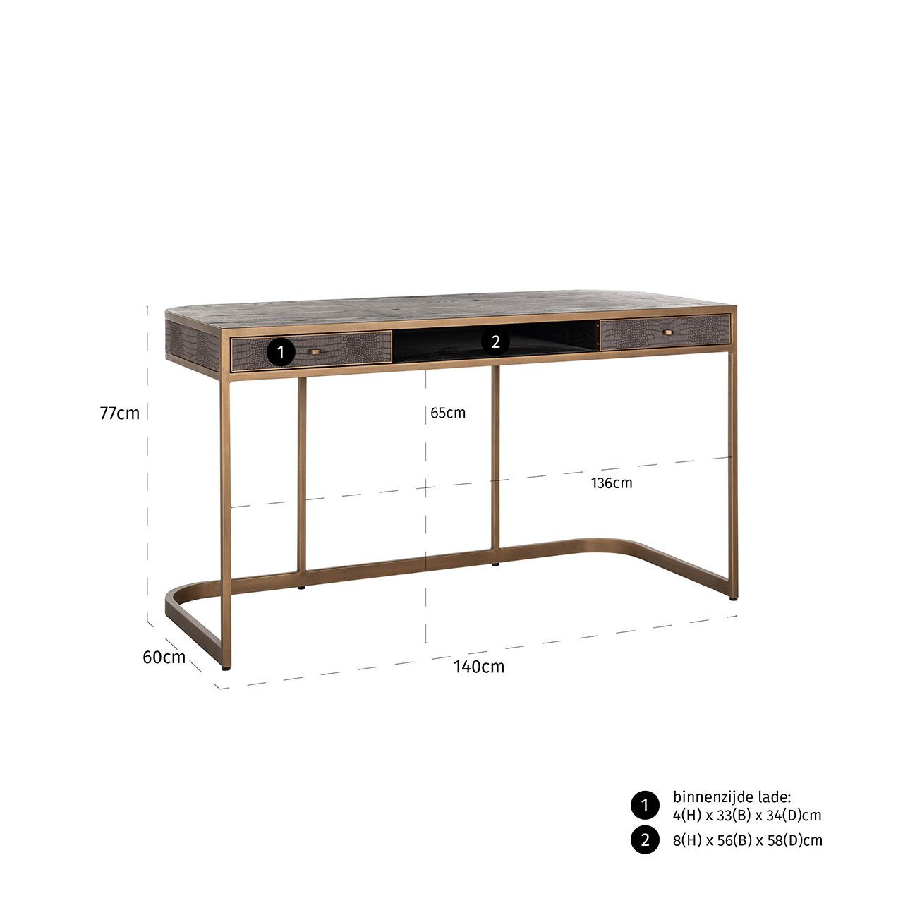 Desk Classio brushed gold