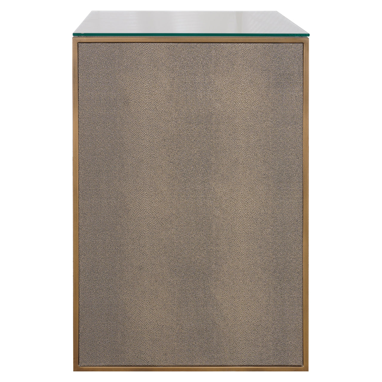 Nightstand Bloomville brass shagreen incl. glass top