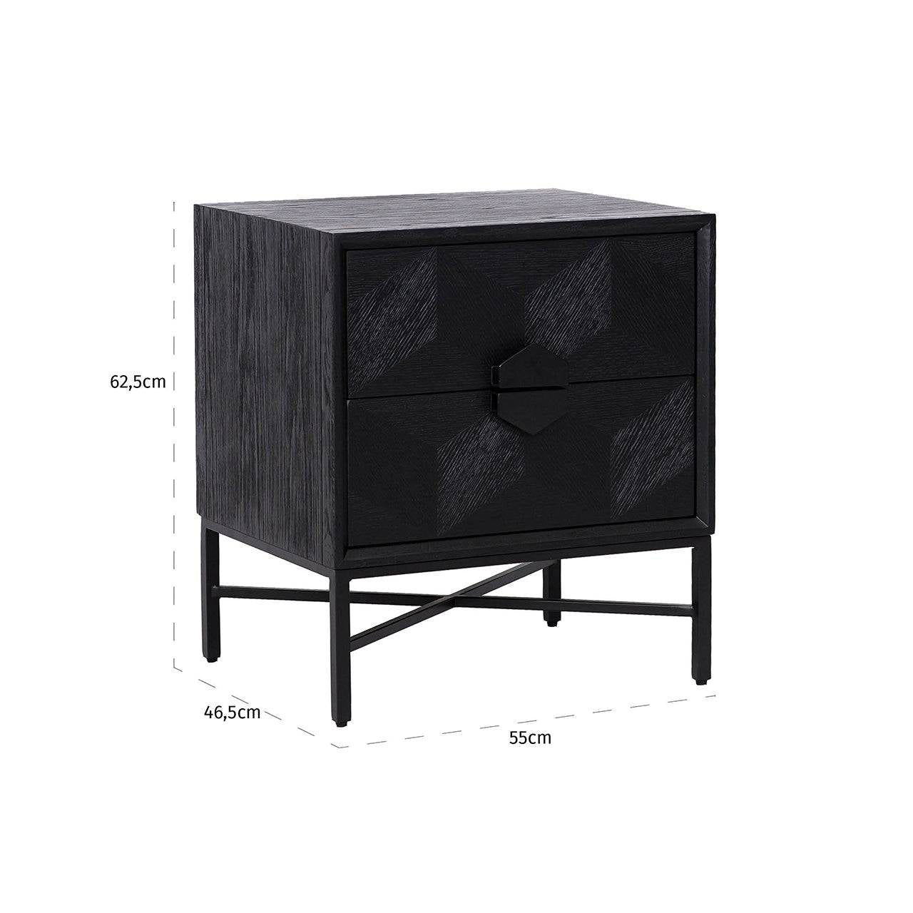 Nightstand Blax 2-drawers (Black)