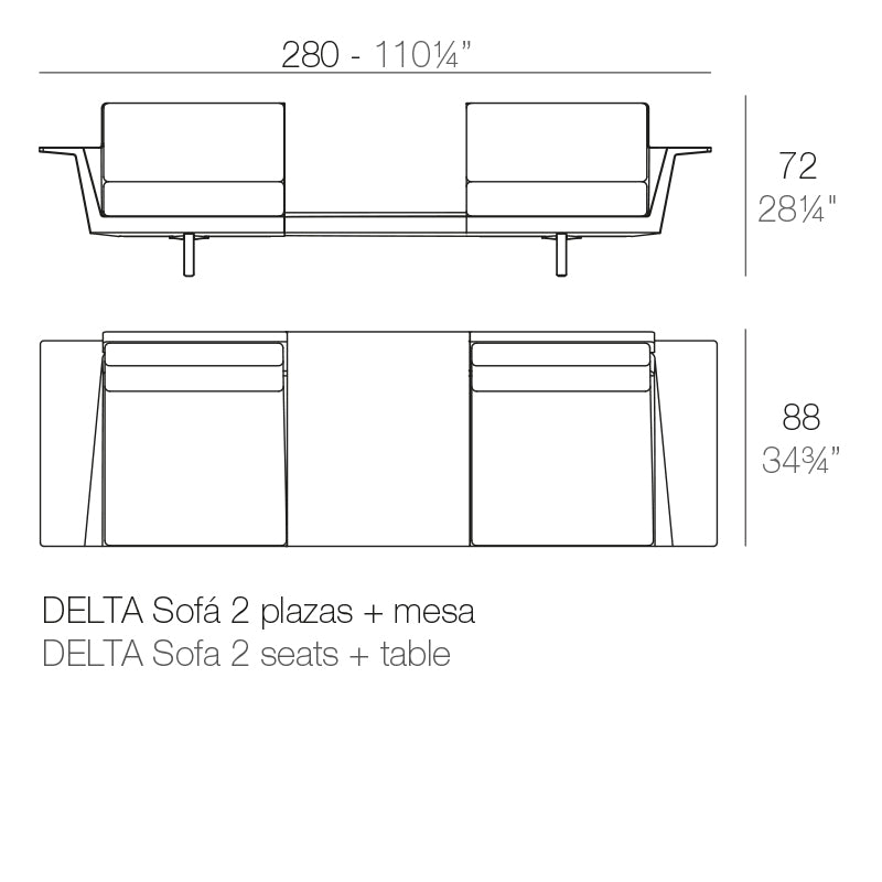 Delta Sofa 2 Seat+Table