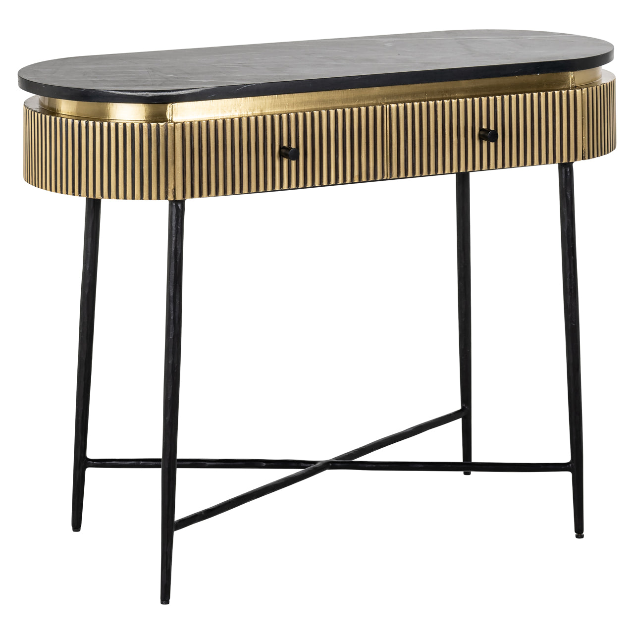 Konsole Ironville mit 2 Schubladen (Gold)