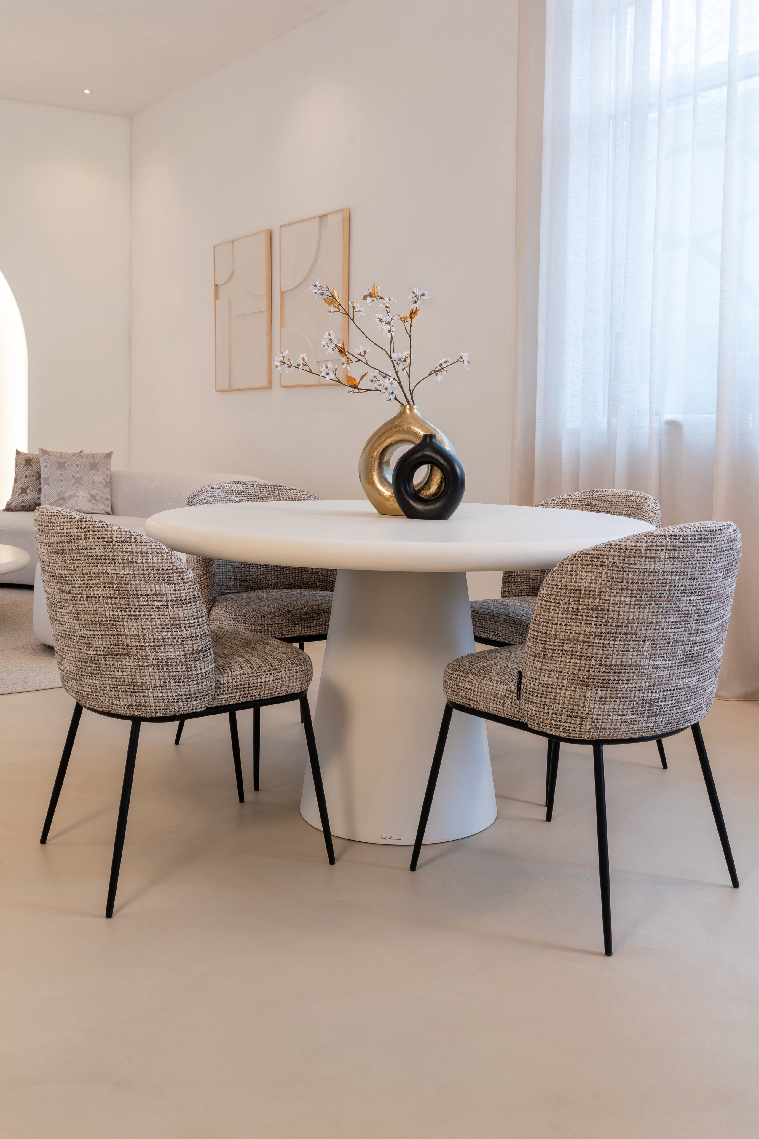 Dining chair Elvi mocca chunky fire retardant (Set of 2)