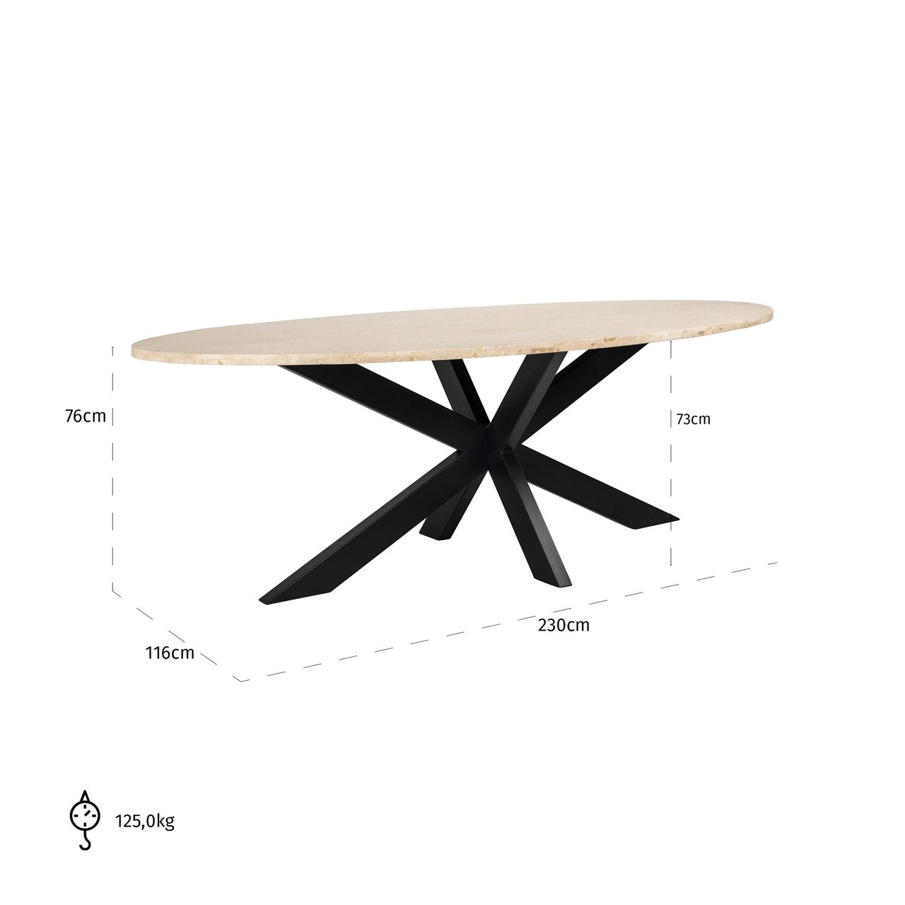 Dining table Avalon bronze oval 230