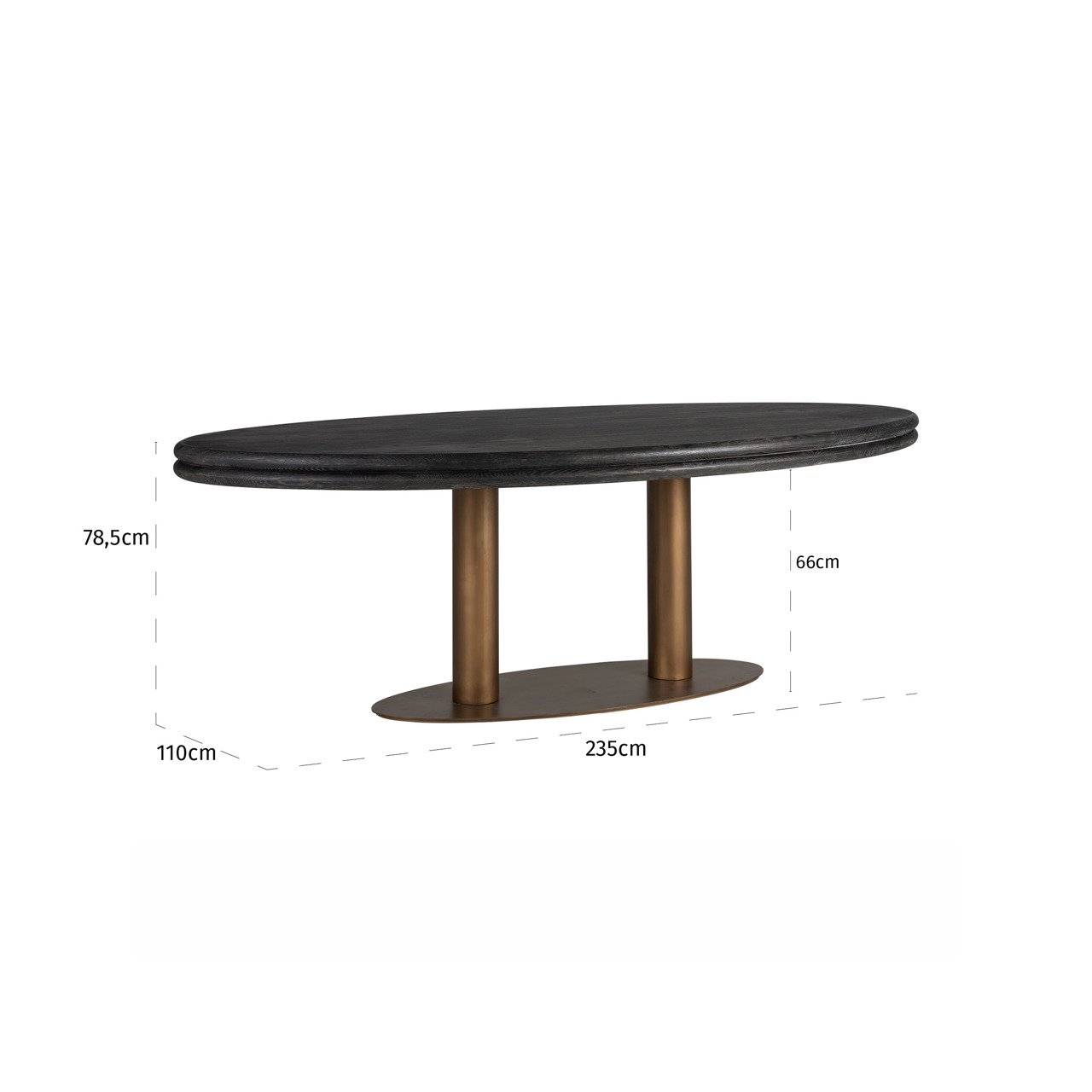 Dining table Macaron black rustic oval 235