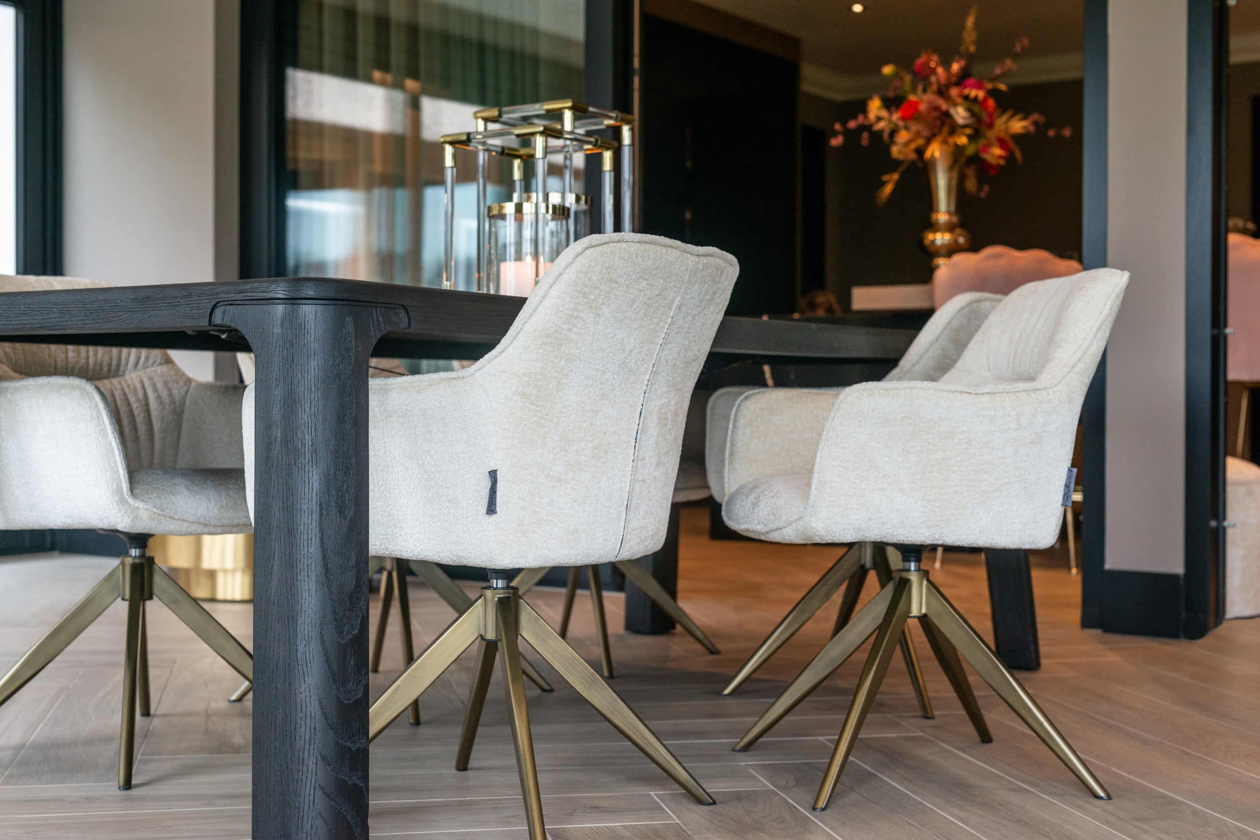 Dining chair Aline FR white chenille swivel fire retardant